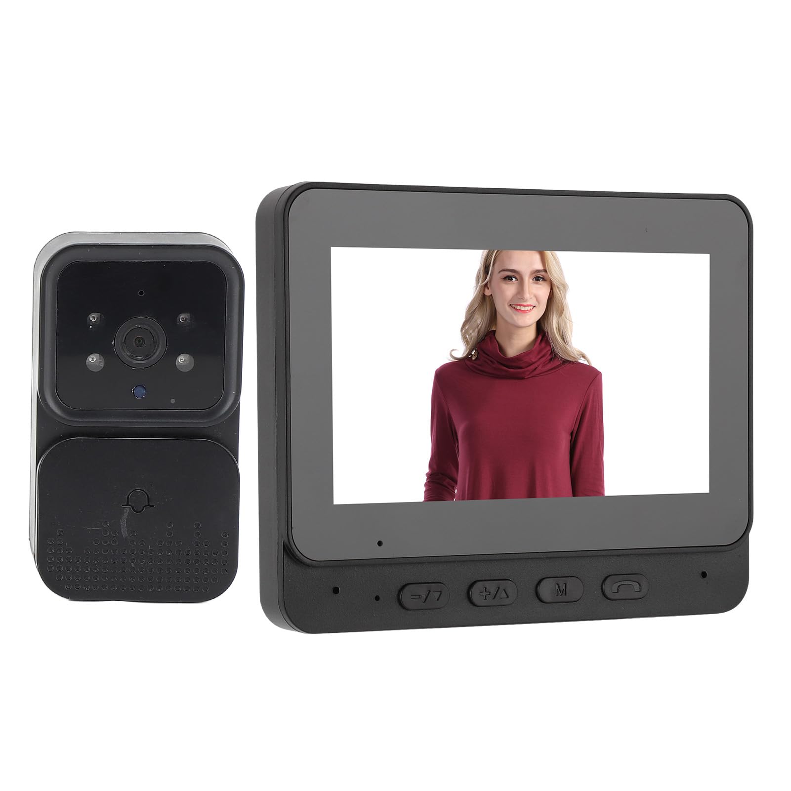 Cryfokt de Videoportero Inalámbrico WiFi, 1080P Night Vsion Videoportero Inalámbrico Kits de Cámara HD, Intercomunicador de Doble Vía para Apartamento de Oficina en Casa de Villa