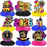 New Years Party Honeycomb Centerpieces 12Pcs Happy 2026 New Year Table Centerpieces New Year Eve Party Decorations for New Year Countdown Party Supplies