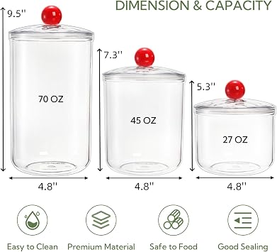 3 Pack Clear Candy Jar, Airtight Plastic Cookie Jars with Lids