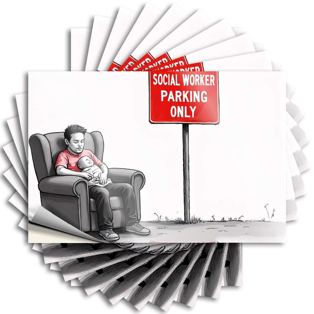 Housewarming Gift Case Decal - A Man Sits in an Armchair Holding A Baby Affirmation Durable Sticker Easy Apply for Science Decor(6X9CM)