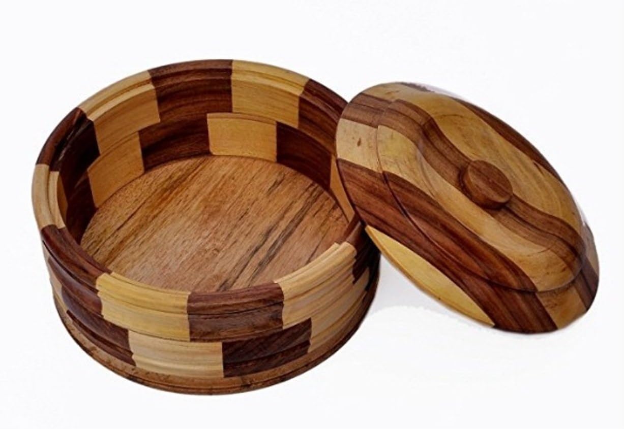 Royal Wooden Casserole/Hot Box/Chapati Box Serving Bowl with Lid 9 Inches (Largest Size)