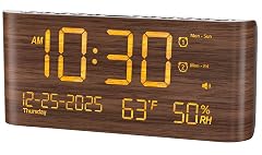 Mesqool Digital Alarm Clock for Bedroom with Date Temperature and Humidity Dual Alarms Loud Volume USB and Type-C
