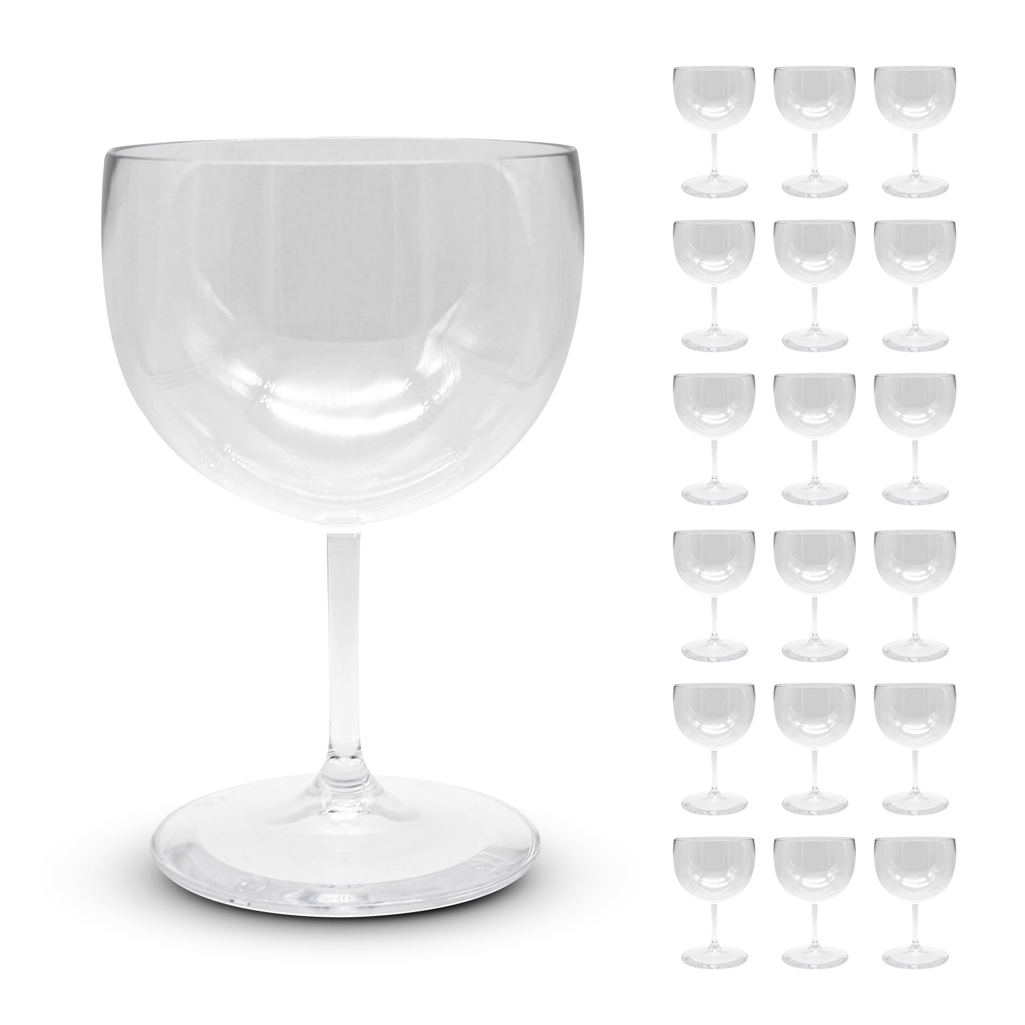 DOJA Barcelona Vasos de plástico de 56 cl, 12 unidades, vidrio de plástico duro reutilizable, vasos de policarbonato transparente, vasos de plástico, gin tonic, cóctel, aperol