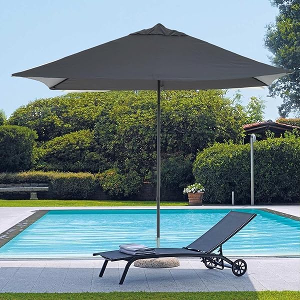 Sicignano | Ombrellone Lipari 3x2 Giardino Antracite, 6 Stecche in Ferro, Telo Poliestere 180 g/m², H.230 cm, Palo Ø3,8 cm - Terrazzo Piscina Ristoranti (Ombrellone senza Base)