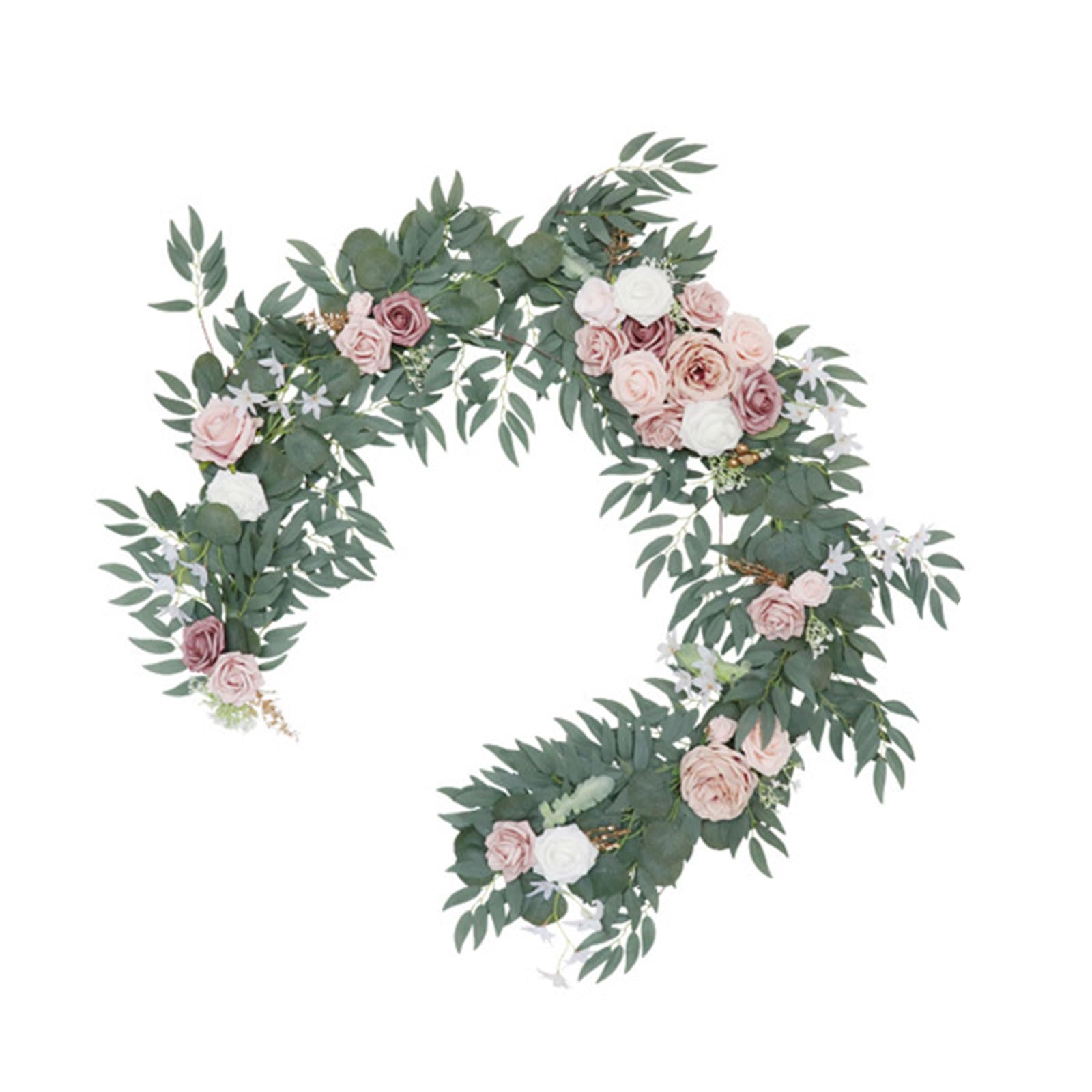Elnwnnkc Artificial Rose Flower Vine Handcrafted Greenery Garland Table Runner Wedding Centerpieces Party Table Decorations Greenery Garland Runner Christmas Fall Handcrafted
