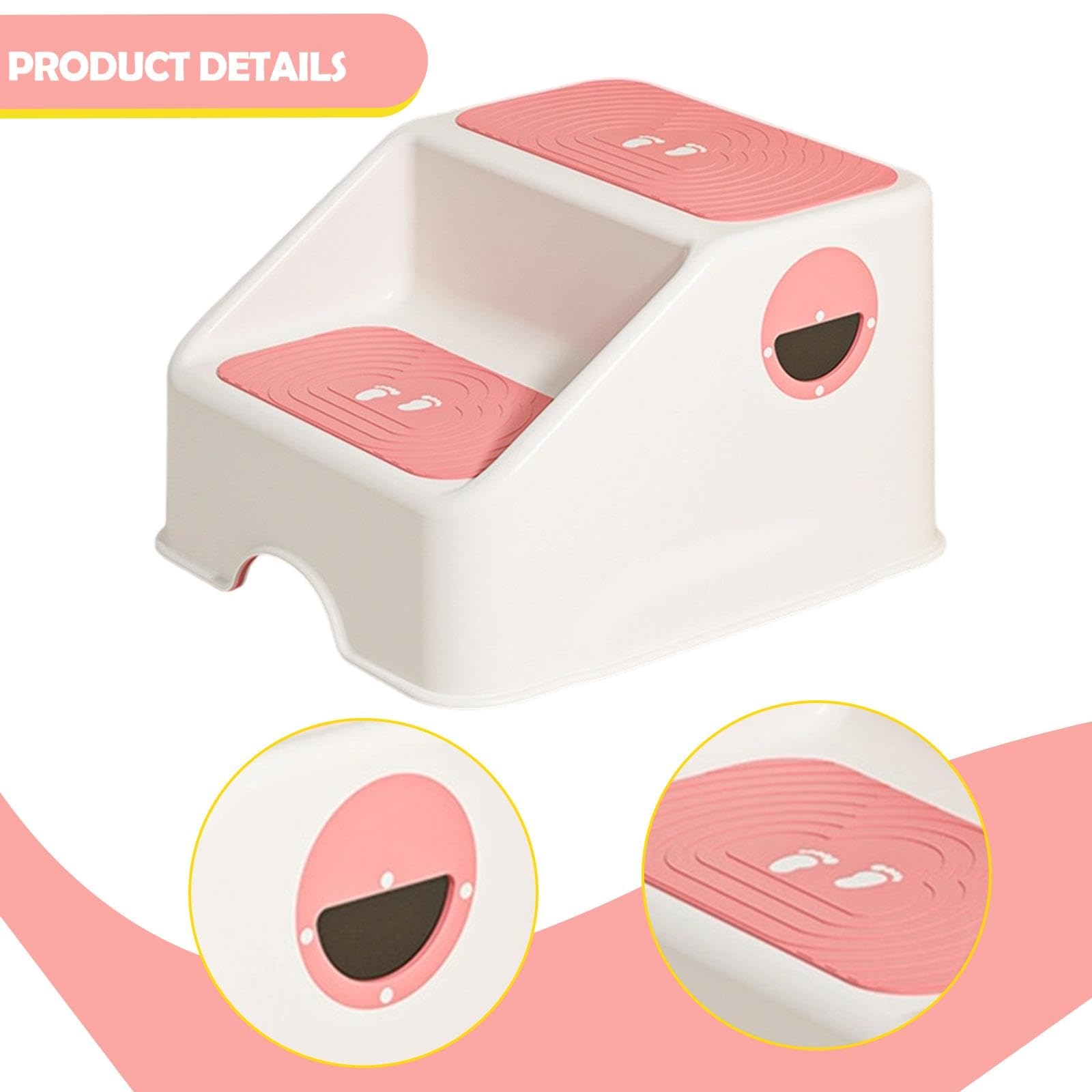 Zweistufiger Töpfchenhocker, Tragbarer Hocker mit Rutschfester Oberfläche Zum Lesen von Büchern Im Schlafzimmer, Rosa