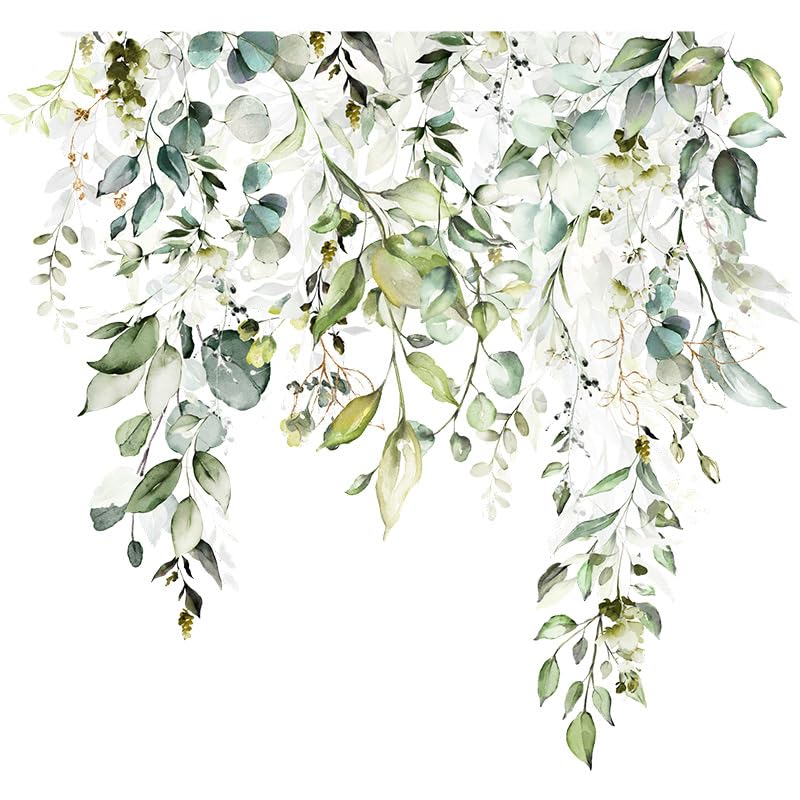 INDIAN ROYALS Green Plant Leaf Flower Design Wall Art Decoration PVC Vinyl Removable Wall Sticker, Toilet Sticker (20 CM x 30 CM) 3