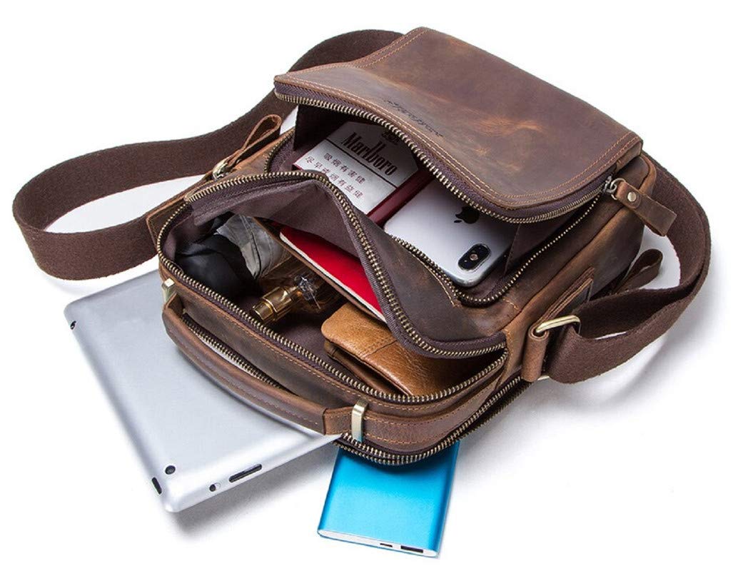 Contacts Unisex Genuine Leather Messenger/Crossbody/Sling Bag (Hunter Brown) Compatible with I PAD & Mini Laptop or Tablet upto 9 Inches 1
