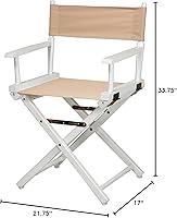 Vista 9 de Casual Home - Silla de director de 18.0 in, marco blanco con lona marrón