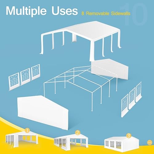 Miniatura 2 de Quictent Tienda de campaña de fiesta de 13 x 20 pulgadas, refugio de eventos de boda resistente, para jardín, glorieta, cochera, garaje portátil con