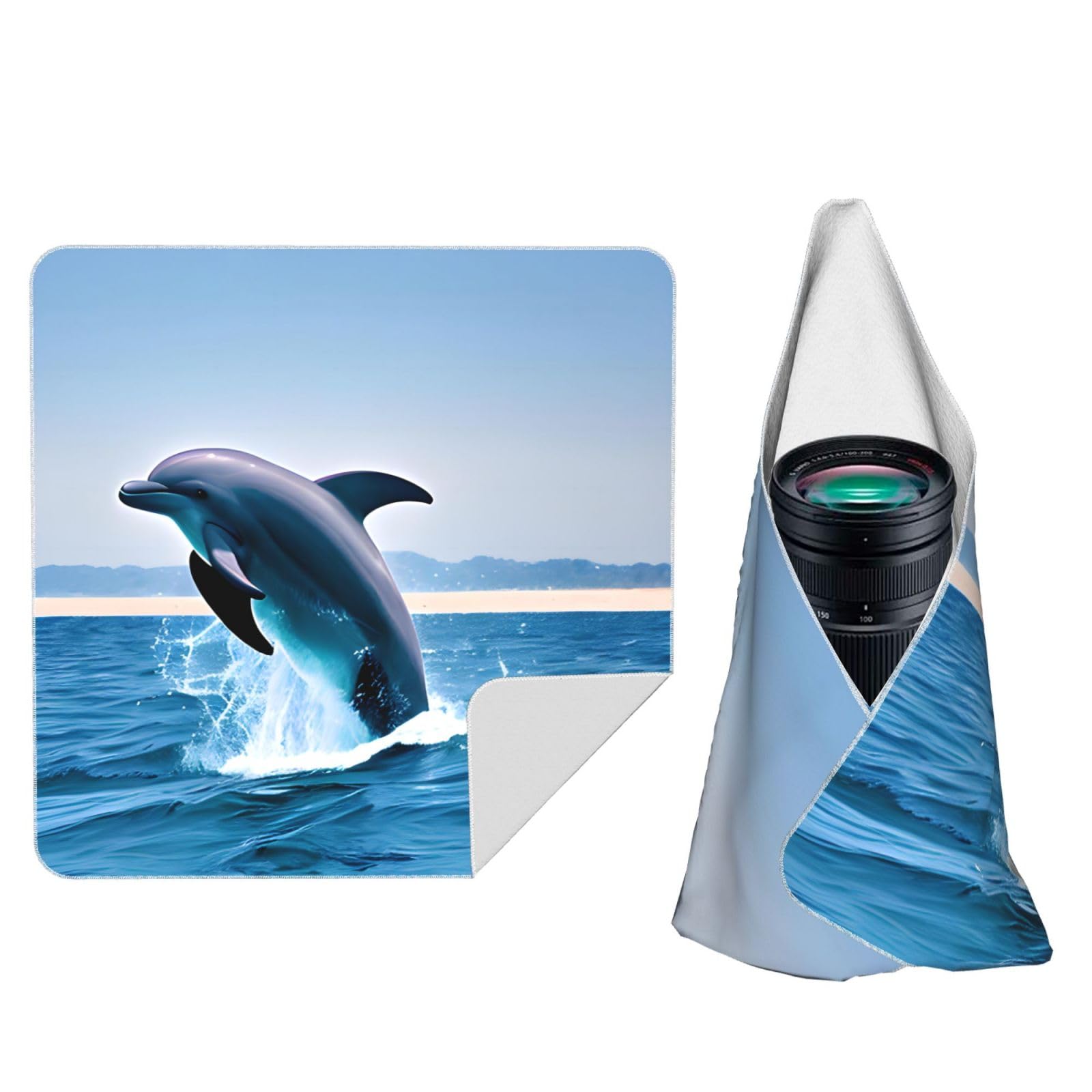 Zhaoyugoods Black Jumping Up Dolphins Camera Wrap Cloth