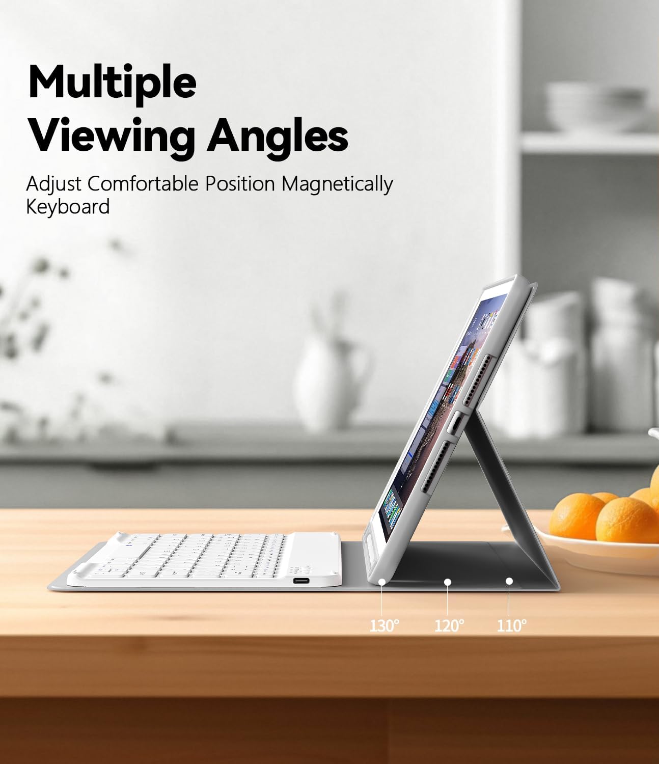 for iPad 9th 8th 7th Generation Case with Keyboard 10.2 Inch, Detachable Wireless Folio Keyboard Cover with Pencil Holder, iPad 10.2 Inch 2021/2020/2019 Model, Grey