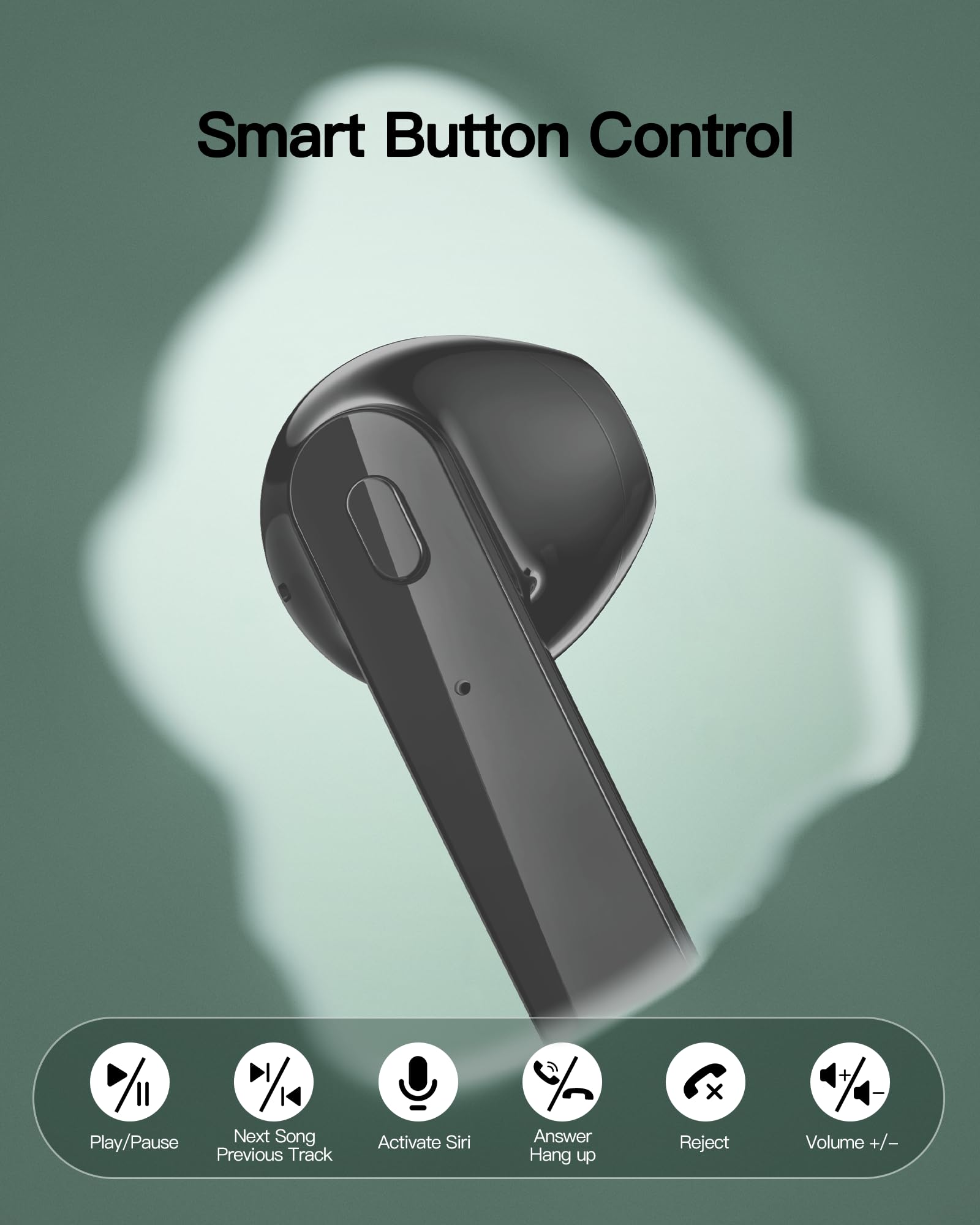 Auriculares inalámbricos Bluetooth 5.3, 60 horas de duración de la batería con funda de carga inalámbrica, pantalla LED, auriculares de graves profundos, impermeables, micrófono, auriculares