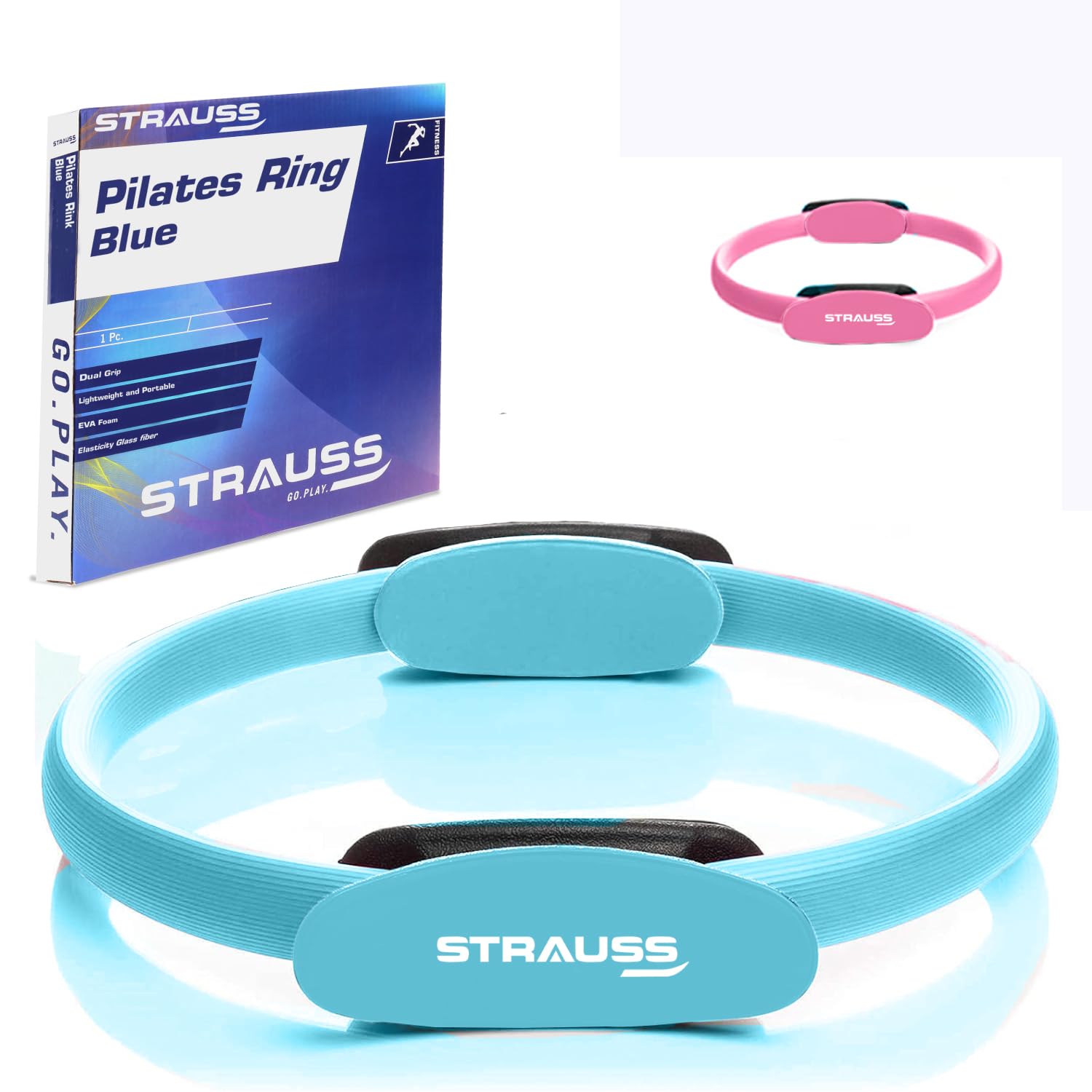 STRAUSS Pilates Ring Circle | Magic Circle for Inner Thigh & Core Exercises | Fitness Ring for Women | Thigh Master & Yoga Ring | Home Workout Equipment for Toning & Flexibility (Blue)