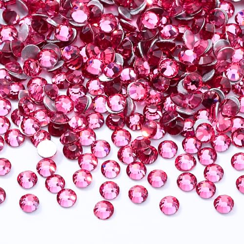 Image of Rose Flatback Rhinestones, Glass Rhinestones for Nail Art and Craft, Glue Fix, Loose Crystal Gemstones(Rose, SS10, 2880pcs, 2.7-2.8mm)