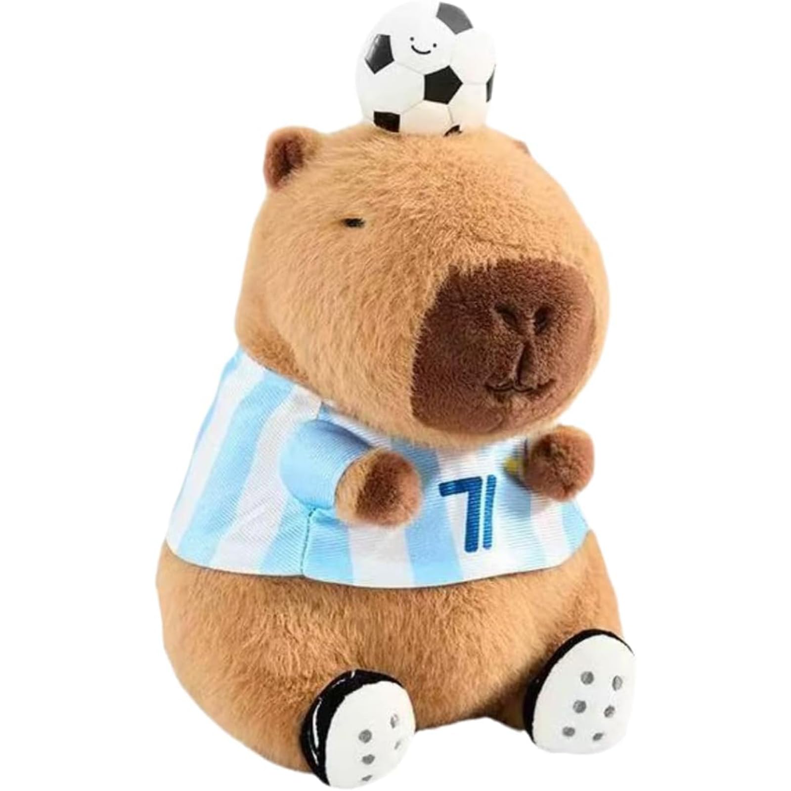 Capybara Plush, 23 CM/9 INCH Cute Football Plushies Cartoon Rodent Plush Toy Stuffed Animal Realistic Doll Toy, for Christmas New Year Birthday Gifts Friends Party Decoration Hugging Gifts (Football)