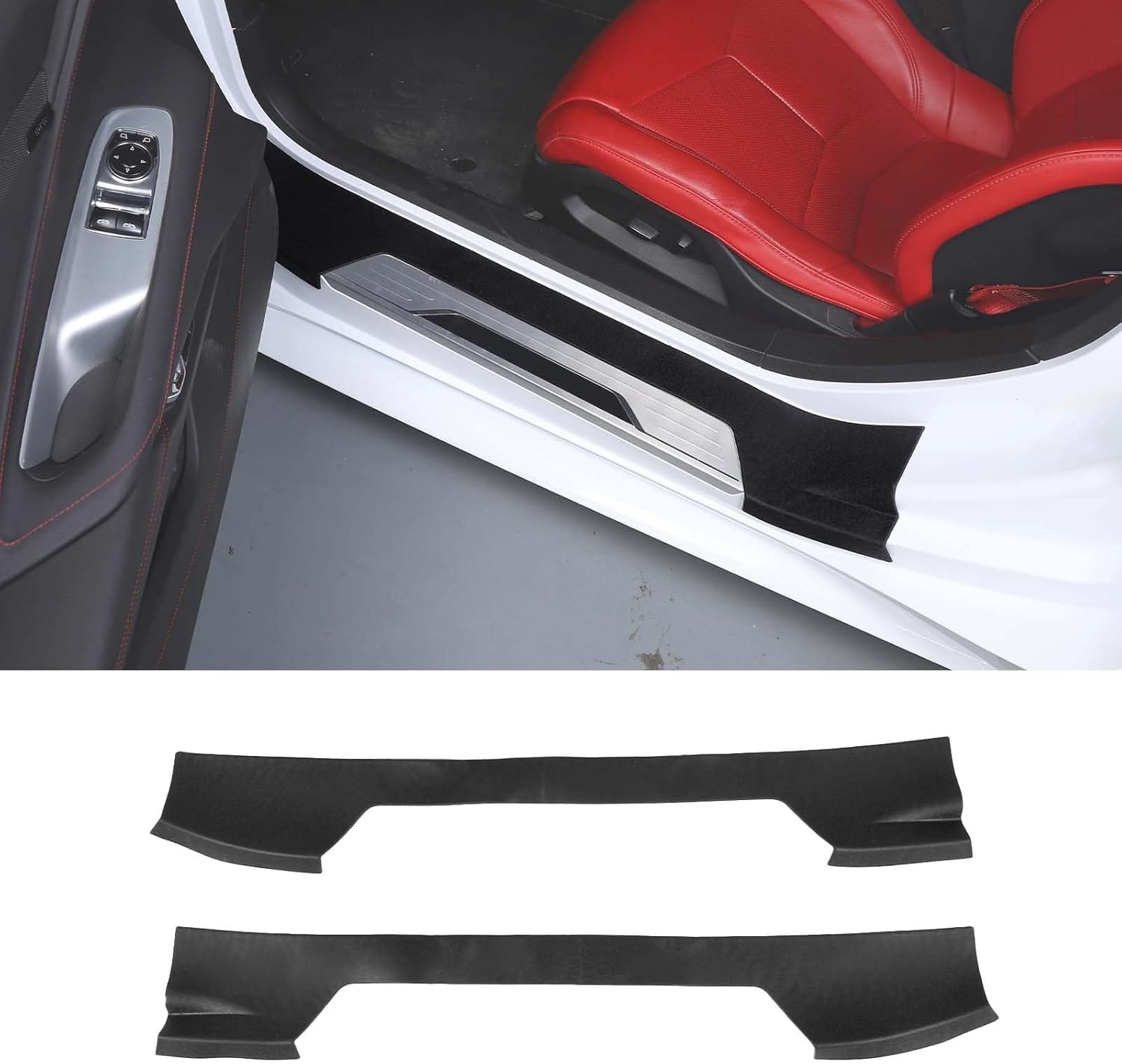 Door Sill Protector Cover Trim for Corvette C8 Stingray 2020-2025, Car Door Sill Edge Protector Scratch Protection Car Door Scuff Plate Accessories
