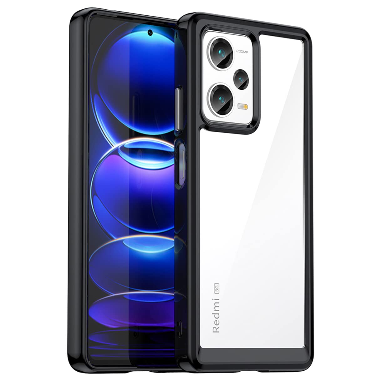 HAOYE Cover per Xiaomi Redmi Note 12 Pro, Ultra Sottile Rugged Custodia Trasparente, Qualità PC + TPU Bumper Doppio Strato Protettivo Case Silicone Antiurti Custodia, Nero
