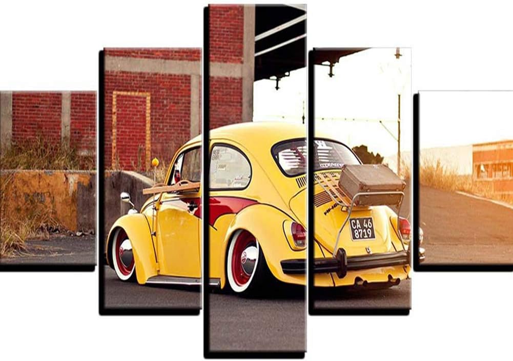 Canvas Wall Art HD Inkjet Beetle Car Printing Oil Painting Modern Home Bedroom Living Room Decorative Painting 5 Panels,B,M