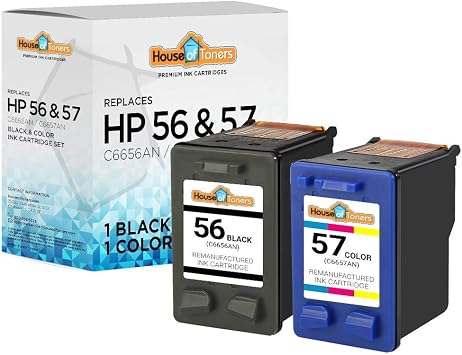 Houseoftoners Remanufactured 2-Pack Ink Cartridge High Yield Replacement for HP 56 Black and HP 57 Color Deskjet 450 450cbi 450ci 450wbt 5100 5145 5150 5150w 5151 5160 5168 1-Black & 1-Tri-Color