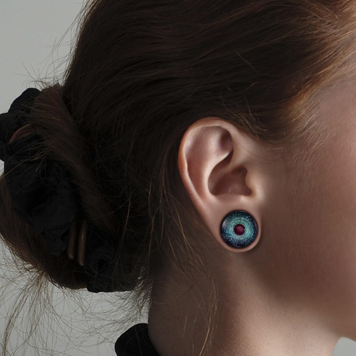 COOEAR Glass Plugs And Tunnels Color Foil Piercing Double Flared Expander Stretchers Pair Gift Jewelry Size 2g(6mm) to 5/8"(16mm).
