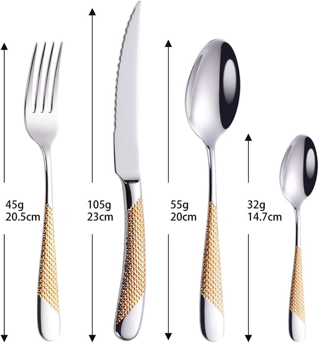 24 Piece Silverware Set for 6, Premium Dinnerware Sets Stainless Steel Flatware Cutlery Sets, Spoons Forks Knifes Utensils Tableware Sets for Home/Hotel/Wedding, Dishwasher Safe with Gift Box