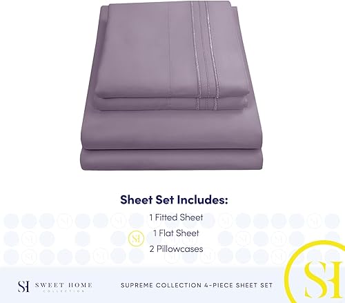 Vista 245 de Juego de sábanas extrasuaves de tamaño queen, ropa de cama transpirable y lujosa con correas elásticas integradas para las esquinas, colección