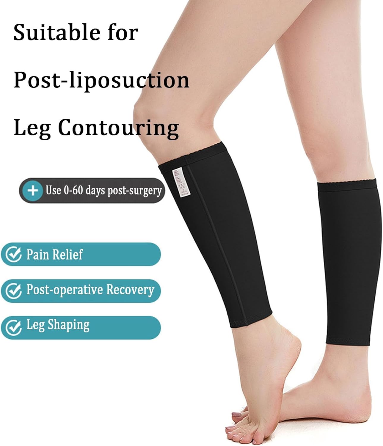 Calf Compression Sleeves Lightweight Leg Surpport Footless Socks for Post Surgery Recovery Tighten Leg, 1 Pair