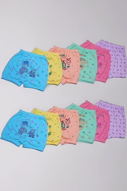 Baby Boys & Baby Girls Unisex 100% Cotton Printed Panty Organic Summer Toddler Bloomer |Shorts Covers Pants Sets |Cute Briefs| Newborn Underwear Combo Pack of 12
