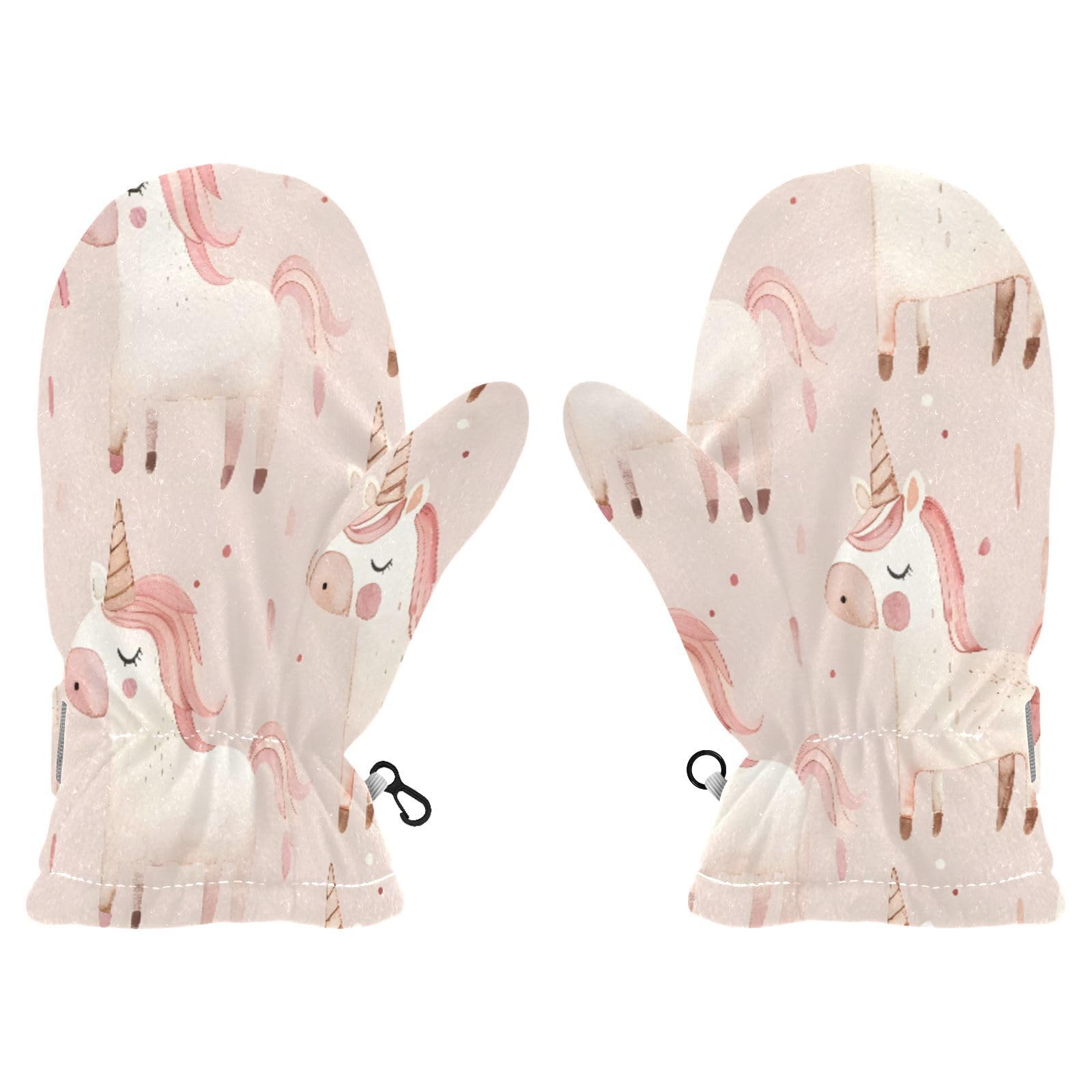 Kid's Winter Gloves Children Warm Gloves Unicorn Pink Background for Boys Girl Age 4-6 Years