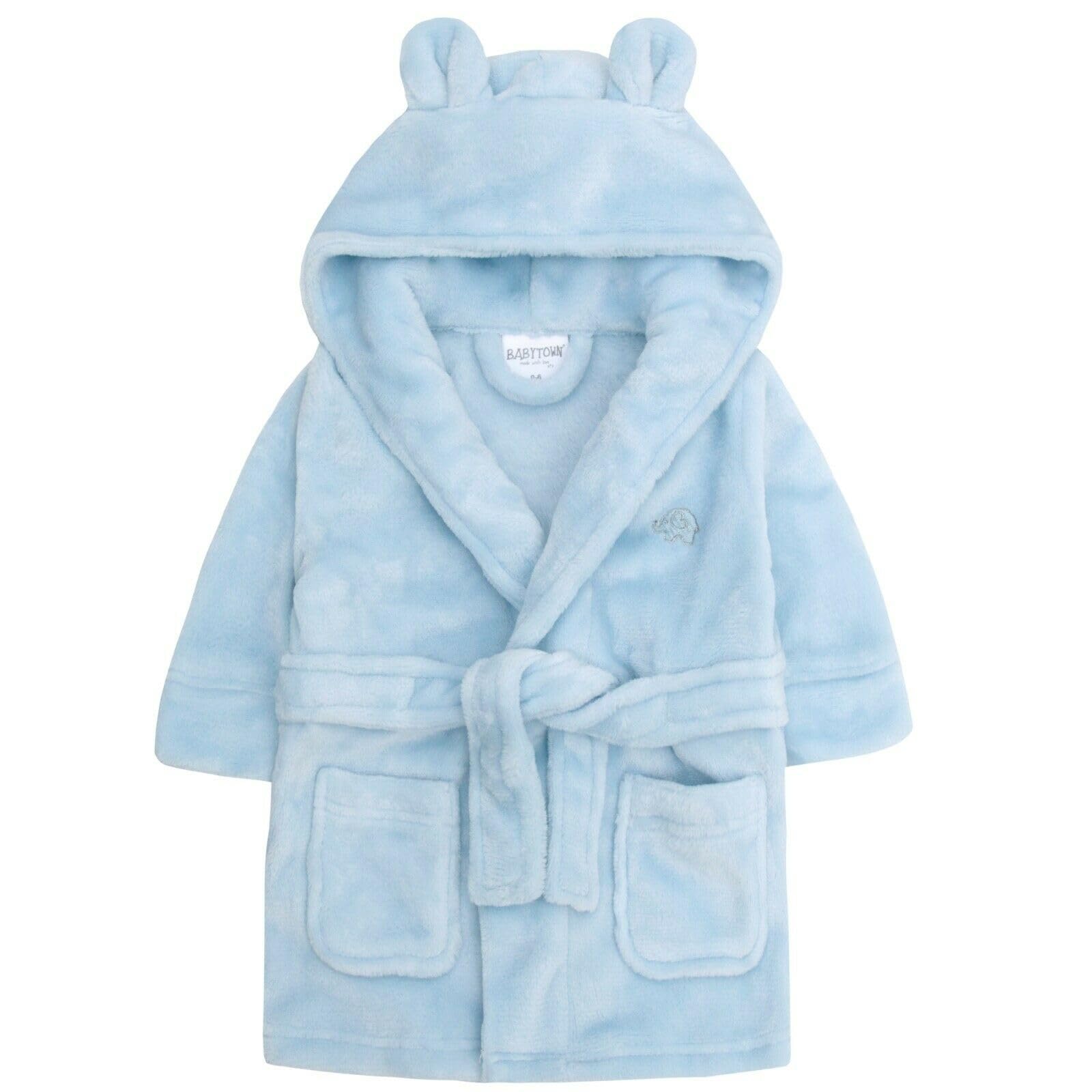 Baby Boys & Girls Unisex Dressing Gown (Ages 6-24 Months) Soft Plush Flannel Fleece Hooded Bath Robe - 5