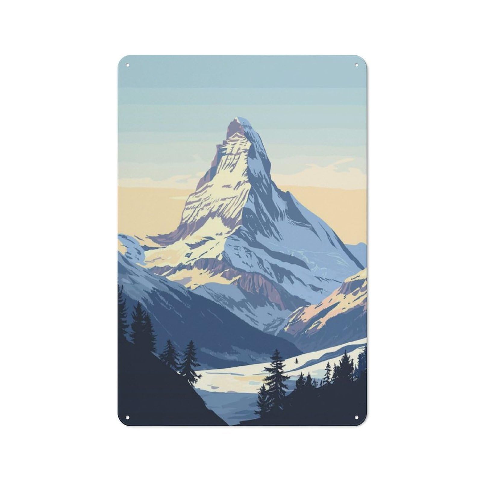 Junmoney Style-23 Matterhorn Mountain Tin Wall Sign 30X20cm, Retro Novelty Wall Art For Bedroom, Kitchen, Office Or Living Room