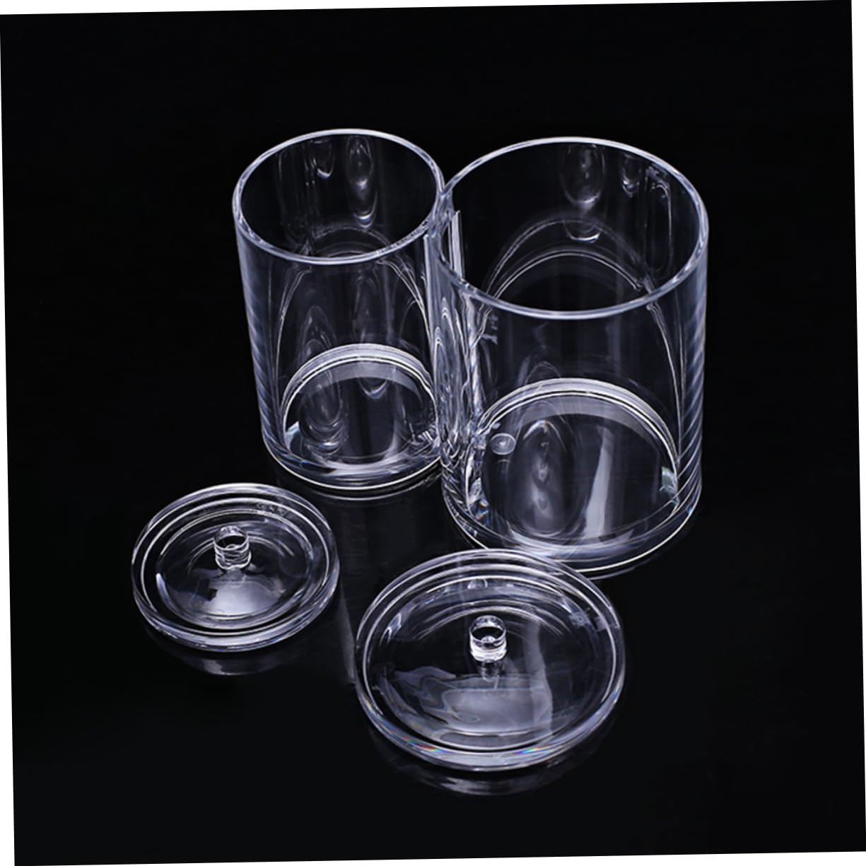 Unomor Cotton Holder Organizer Acrylic Cotton Swabs Holder 2 Separate Dividers for Safe Storage