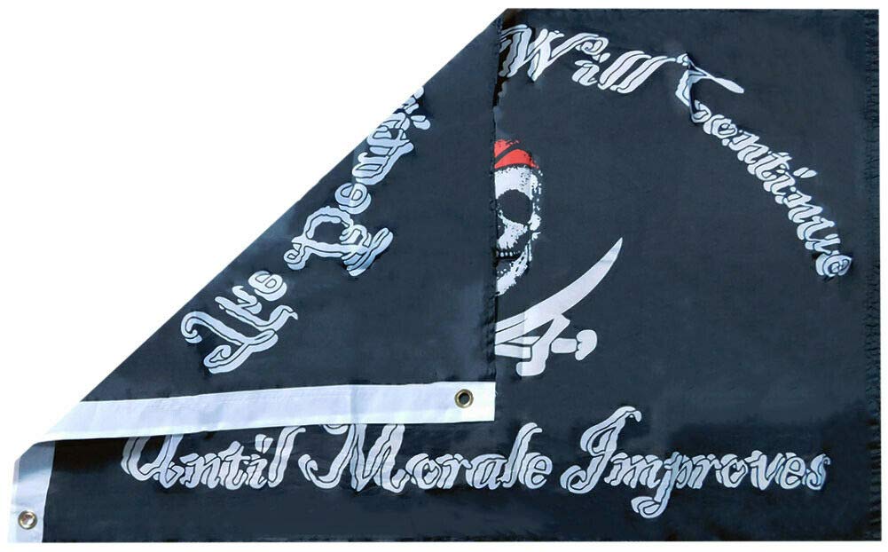 Pirate Beatings Will Continue Black Rough Tex Nylon 2x3 2'x3' Boat Flag Banner