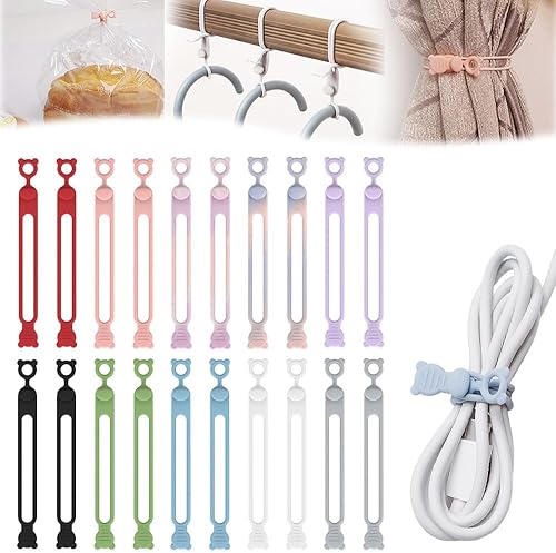 Miniatura 9 de Organizador de cables de datos, 2025, nuevo organizador de cables de silicona reutilizable, organizador de cables elásticos multiusos para