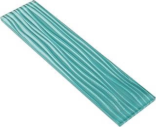 Lovdeco Aquamarine Water Wave Glass Subway Tile, 3 x 12 Inch, 4 Sq Ft, W...