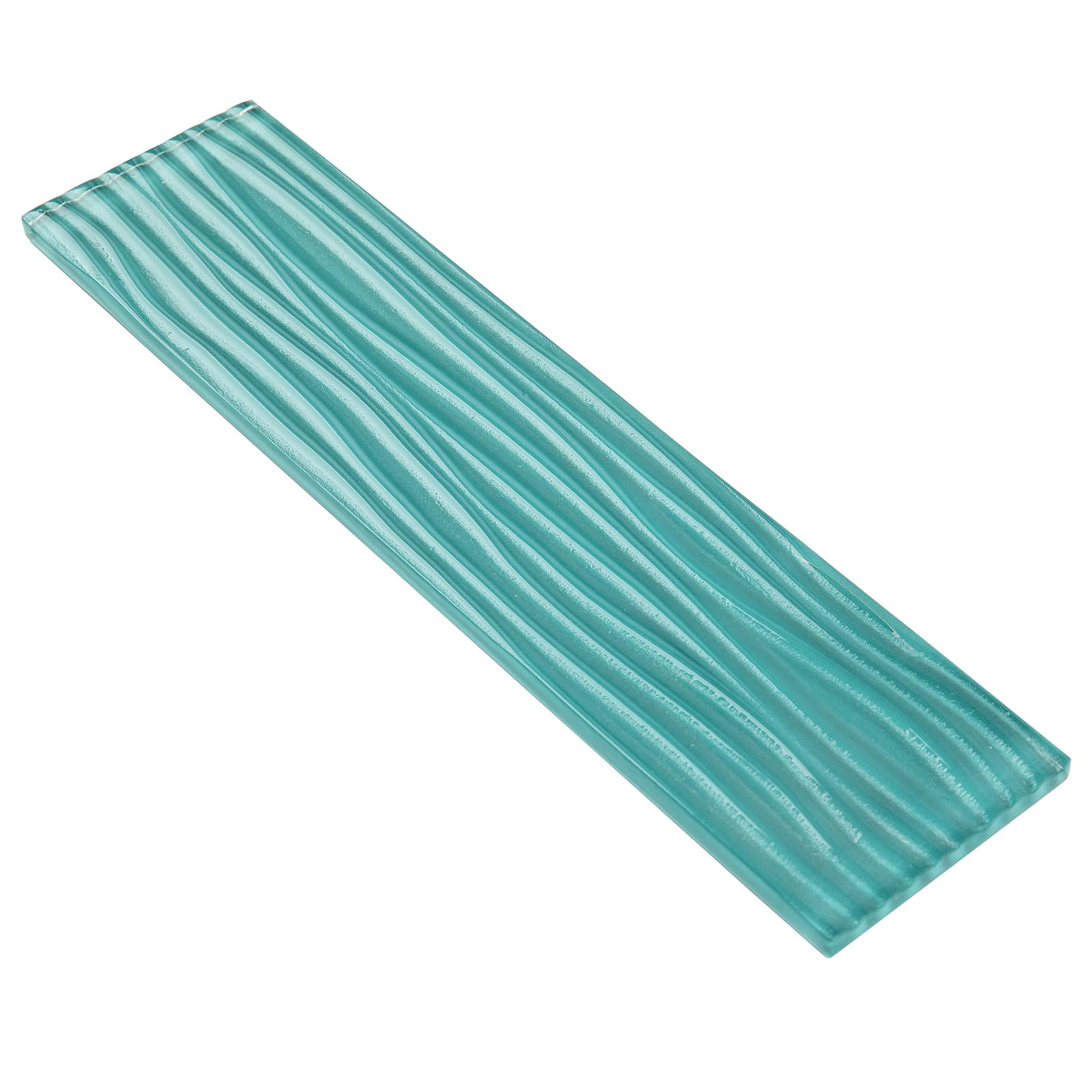 Lovdeco Aquamarine Water Wave Glass Subway Tile, 3 x 12 Inch, 4 Sq Ft, Wavy Backsplash for Bathroom Shower Kitchen Wall, Green, 16-Pack