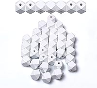 Vista 14 de Cuentas geométricas de madera dorada de 0.787 in con agujero de 0.157 in, cuentas espaciadoras redondas de madera para guirnalda de granja