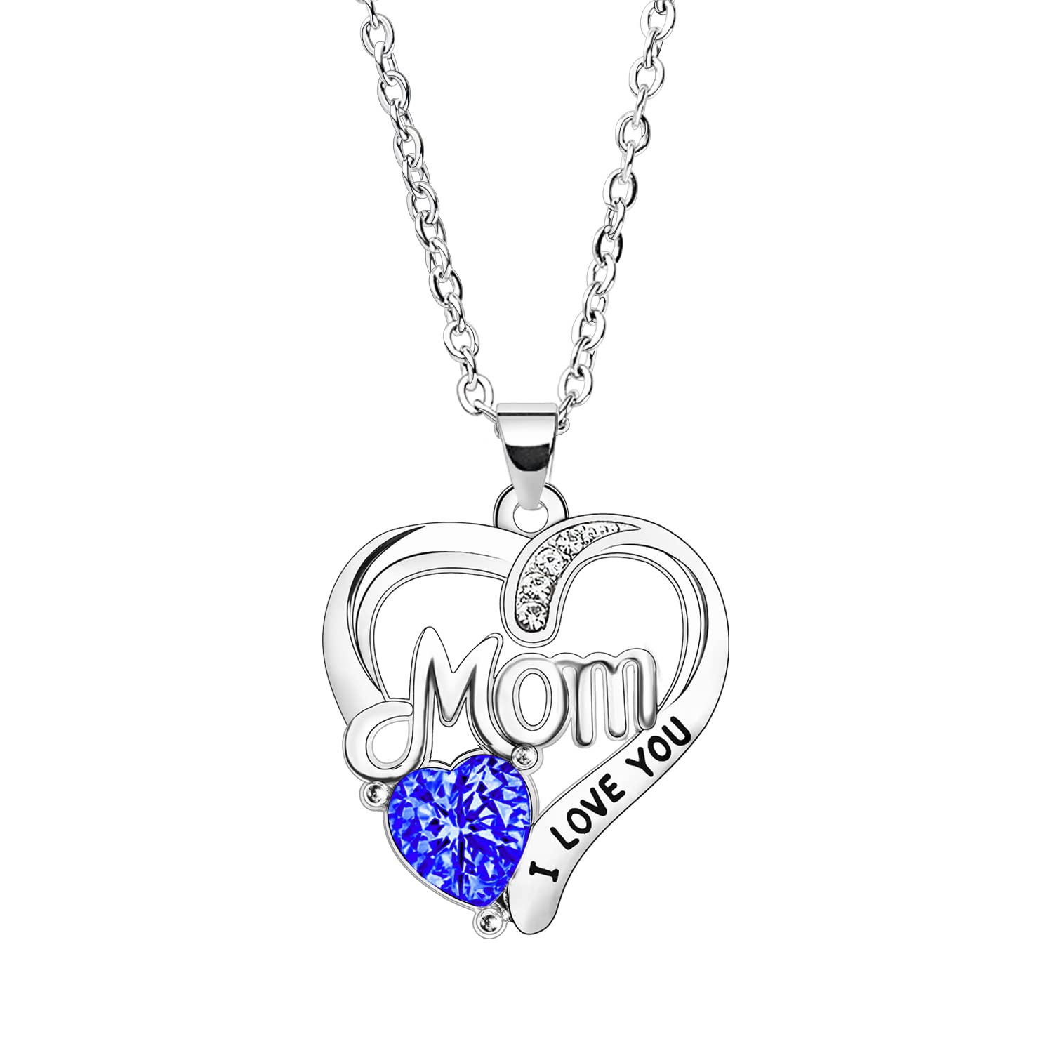 BESPMOSP Mom Necklace 'I Love You Mom' - Rhinestone Necklace for Mother's Day & Birthday Gifts