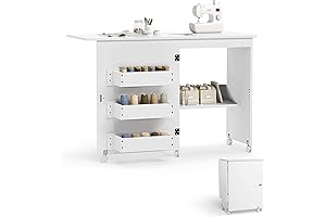 Folding Sewing Cabinet with Fold Out Table