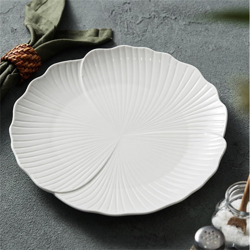 アシュルティジョ ウエスタンステーキディナープレート家庭用大型フラットプレートフルーツプレートセラミックホワイトケーキプレート(25