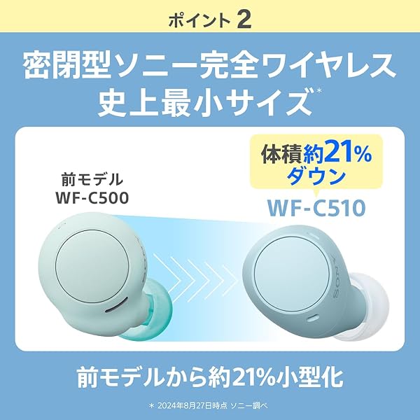 ソニー(SONY) 完全ワイヤレスイヤホン WF-C510 / 軽量小型4.6g / 高精度通話品質/外音取り込み対応/マルチポイント対応 / IPX4防滴性能 / ブラック/WF-C510 BC - 4