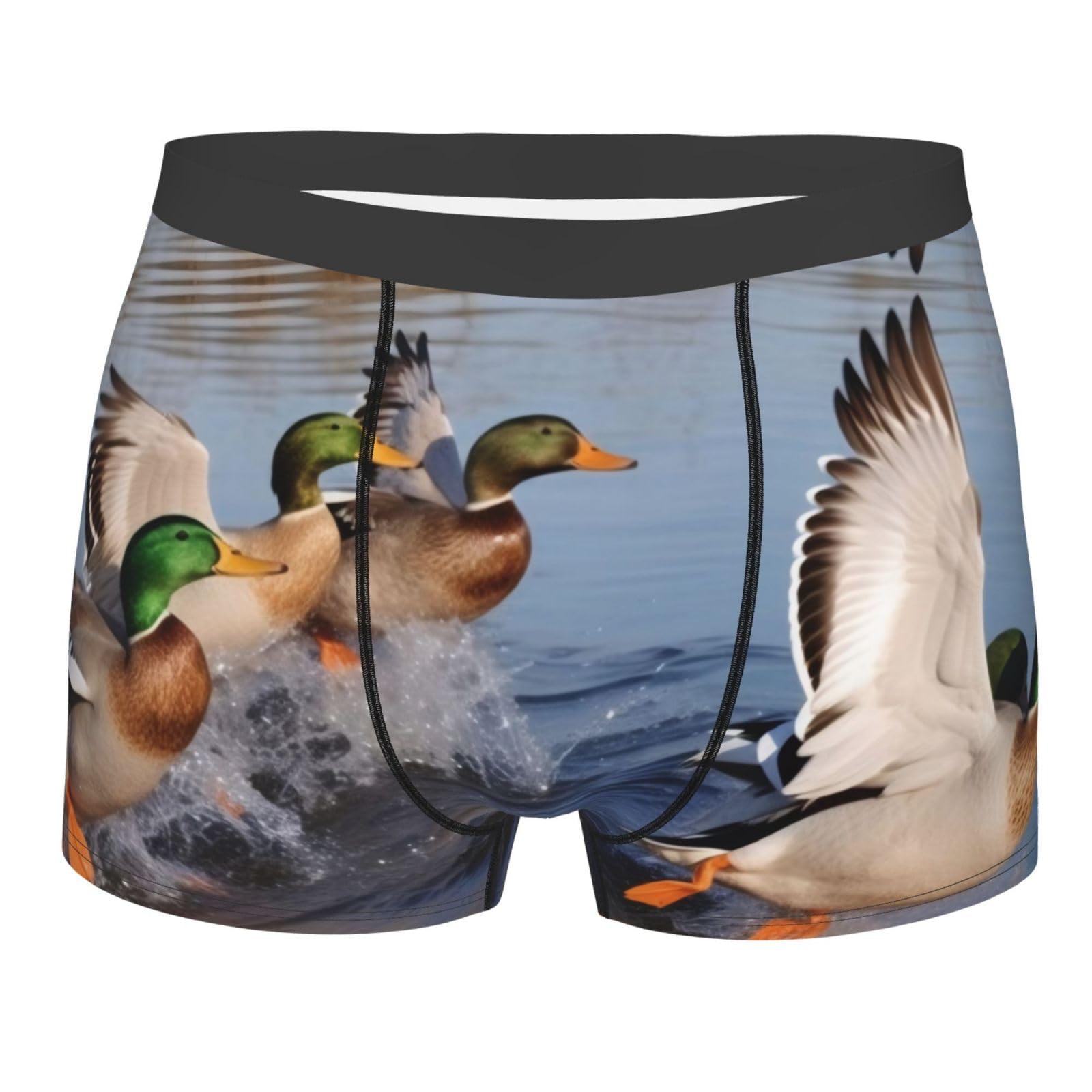 XDHFFJUCK Mallard Ducks Mens Boxers Shorts Classic Style Mens Briefs Hipster Boxers Shorts Four Seasons Boxers Shorts Elastic Waistband Soft Stretchy Boxers Shorts Comfortable Black
