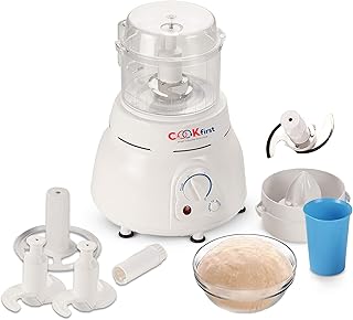 Smart Atta Kneader Mixer 400 Watts. Food Processor for Kitchen, Citrus Juicer, Vegetable Chopper, Whisker, Child Lock Safety, 1 Year Warranty, White