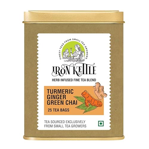 Miniatura 6 de Iron Kettle Té verde de jengibre y cúrcuma  Bolsa de té verde de alto crecimiento mezclado con cúrcuma natural y jengibre  Procedente exclusivamente