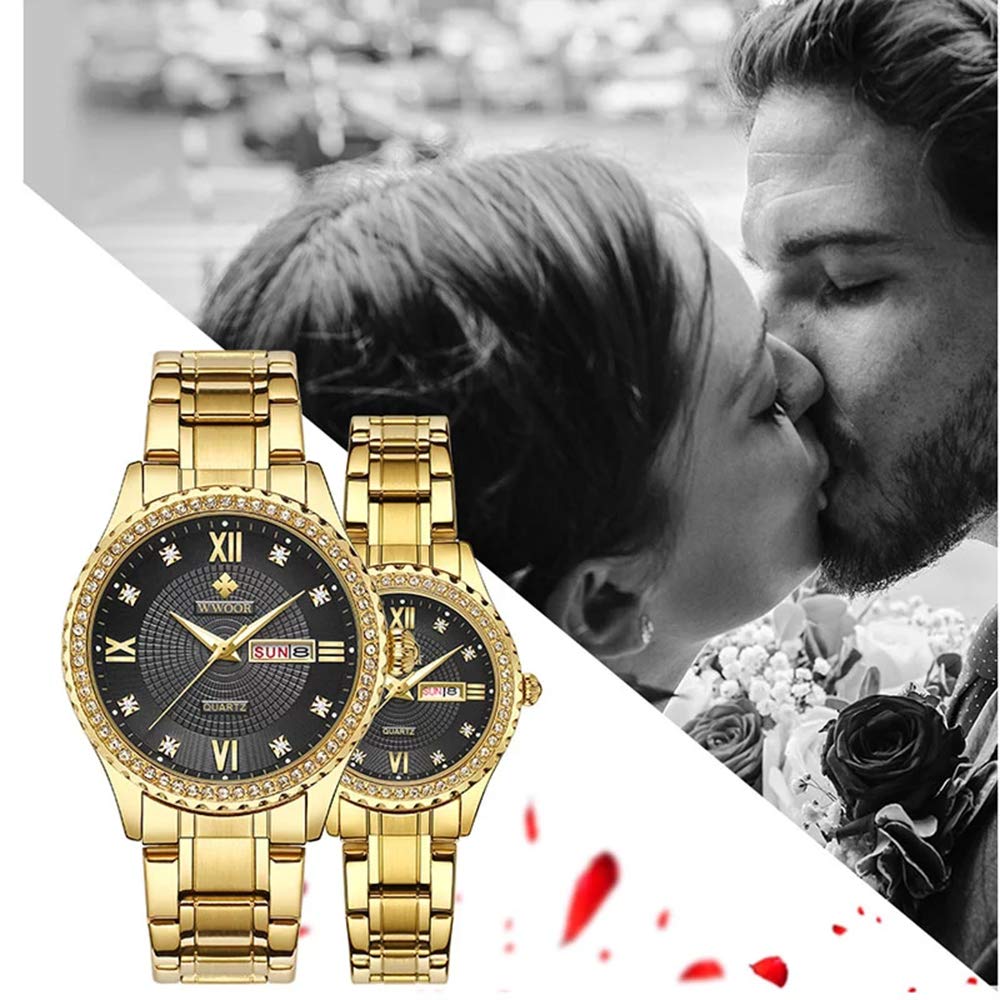 MASTOP Romantische Geschenke Set mit 2 einzigartigen Armbanduhren für Sie und Ihn, für Paare, Liebhaber, Edelstahl, Quarz, Analoguhr