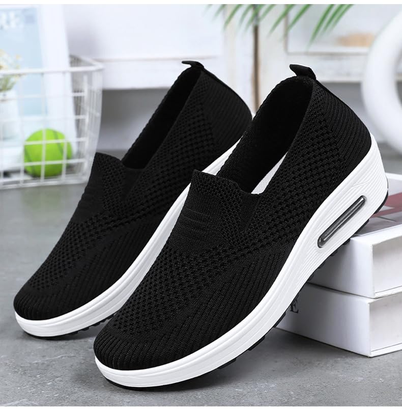Image of carl vinson Women's Spring Thick-Soled Slip-On Shoes - Breathable, Comfortable, Height-Increasing Sneakers