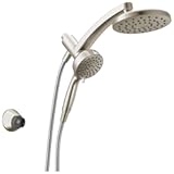 6-Setting PivotPro 3-in-1 Combination Shower Head with ProClean Spray&comma; Brushed Nickel Round Shower Head Rainfall with Handheld Spray&comma; 1&period;75 GPM&comma; SpotShield Brushed Nickel 75649SN