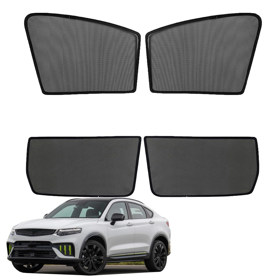 ZJIEX Parasol Coche Ventana Lateral Infantil para Geely Tugella 2021+ Parasol Ventana Cortinas Magnética Protección UV Solar para Bebé y Mascotas Negro,Front-Window+Rear-window-4PCS