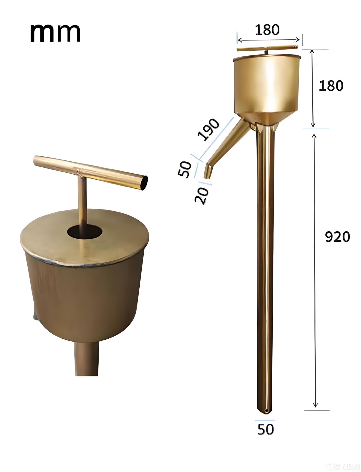 Genérico Bomba de Tambor Manual Totalmente de Cobre de 55 galones, Bomba de Barril de succión de Aceite de Mano Resistente, Dispositivo antirreflujo(112cm-A)